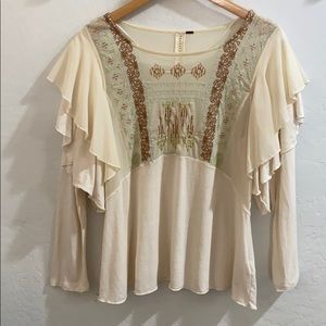 Free People Embroidered Top